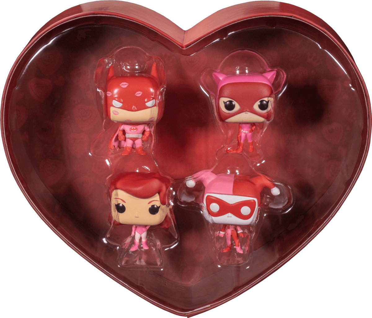  Funko Batman The Animated Series Pocket Pop! Paquete de 4 cajas  de regalo en forma de corazón para el Día de San Valentín : Juguetes y  Juegos