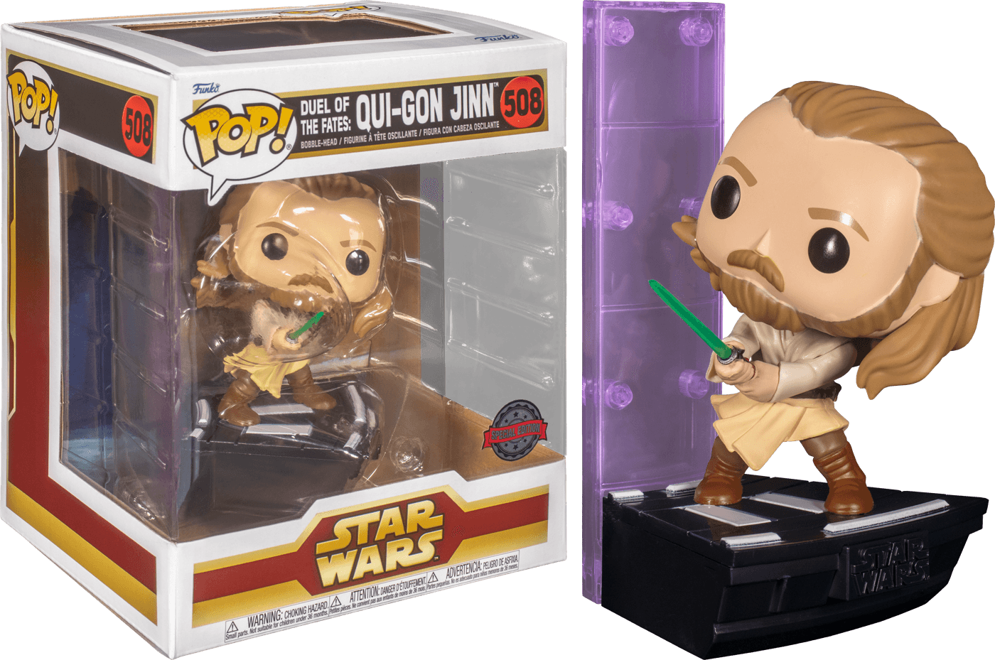 FUN63196 Star Wars - Duel of the Fates: Qui-Gon Jin US Exclusive Pop! Deluxe [RS] - Funko - Titan Pop Culture