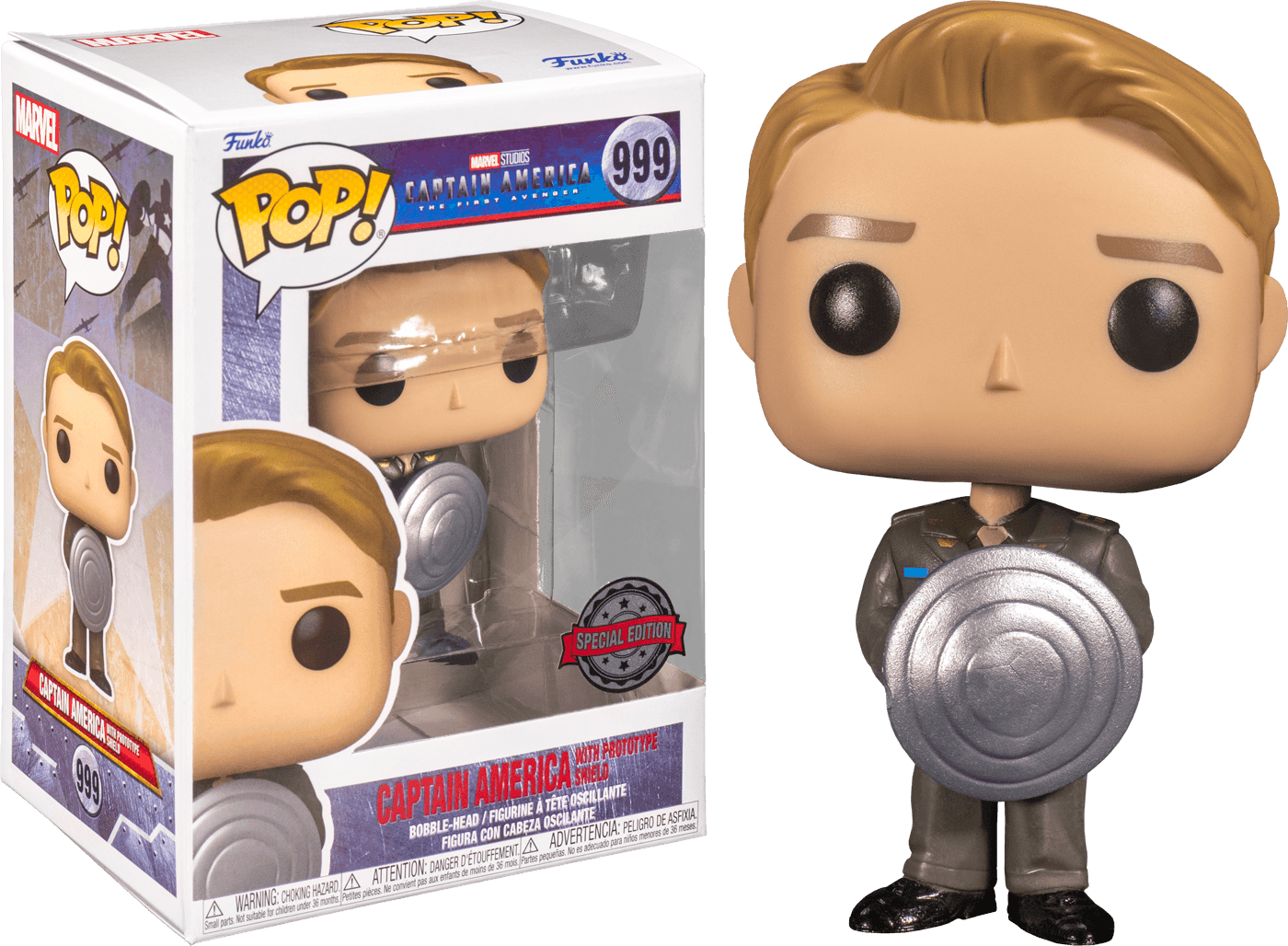 FUN63216 Captain America: The First Avenger - Cap with Prototype Shield Metallic US Exc Pop! Vinyl [RS] - Funko TBA - Titan Pop Culture