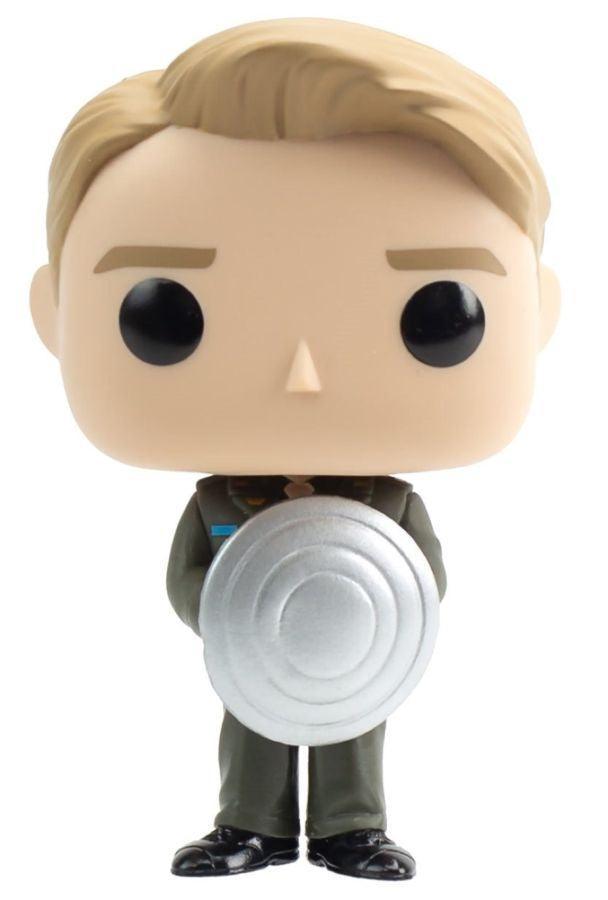 FUN63216 Captain America: The First Avenger - Cap with Prototype Shield Metallic US Exc Pop! Vinyl [RS] - Funko TBA - Titan Pop Culture