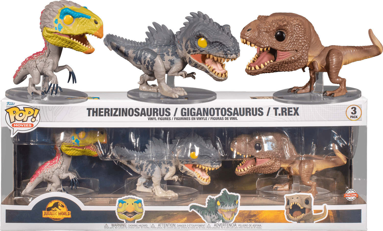 FUN63227 Jurassic World 3: Dominion - Dinosaurs US Exclusive Pop! 3-Pack [RS] - Funko - Titan Pop Culture