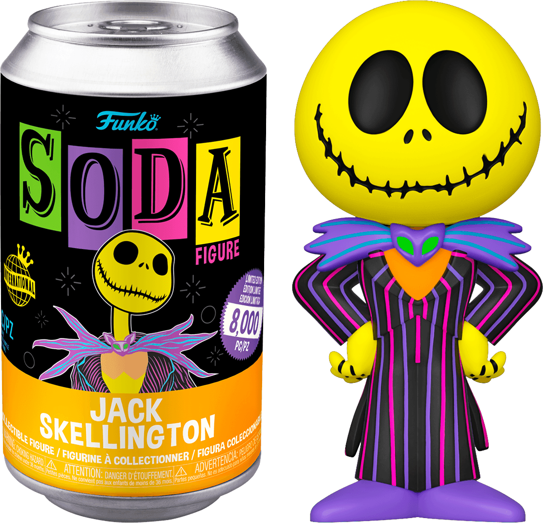 FUN64119 The Nightmare Before Christmas - Jack Skellington Black Light (with chase) Vinyl Soda - Funko - Titan Pop Culture