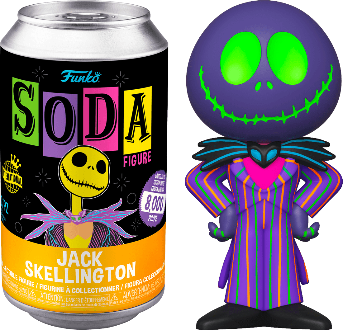 FUN64119 The Nightmare Before Christmas - Jack Skellington Black Light (with chase) Vinyl Soda - Funko - Titan Pop Culture