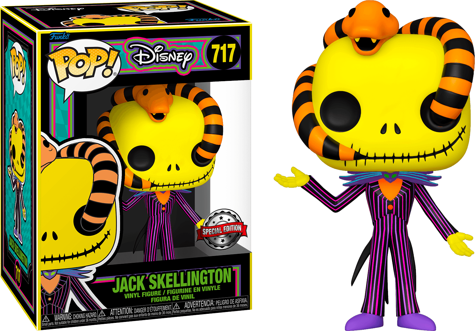 FUN64964 The Nightmare Before Christmas - Jack with Snake Black Light US Exclusive Pop! Vinyl [RS] - Funko - Titan Pop Culture