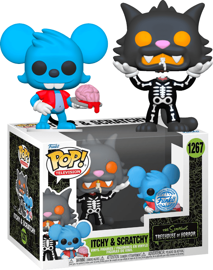 FUN65023 The Simpsons - Itchy & Scratchy (Skeleton), Treehouse of Horror US Exclusive Pop! Vinyl [RS] - Funko - Titan Pop Culture