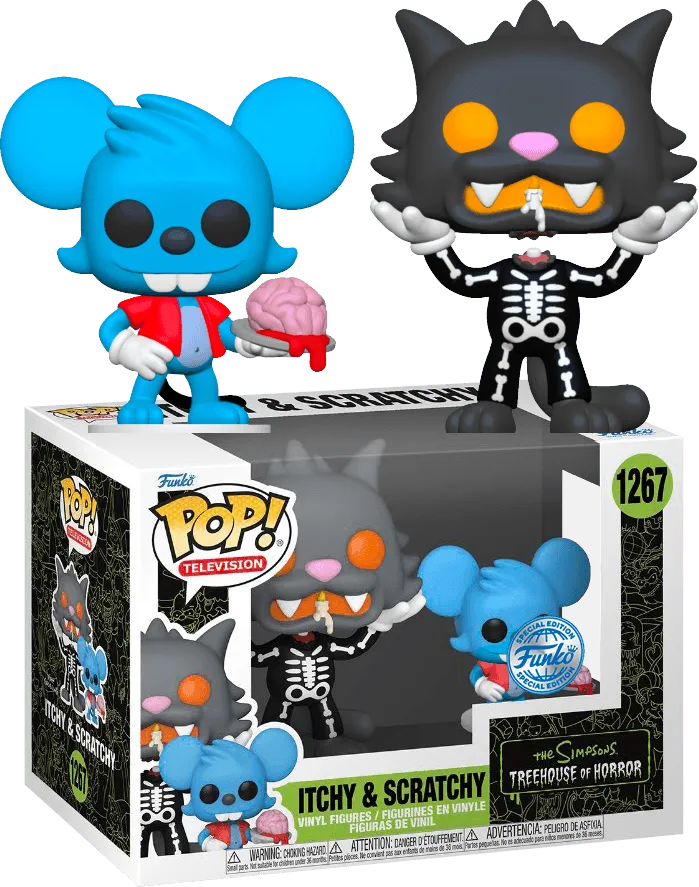 FUN65023 The Simpsons - Itchy & Scratchy (Skeleton), Treehouse of Horror US Exclusive Pop! Vinyl [RS] - Funko - Titan Pop Culture