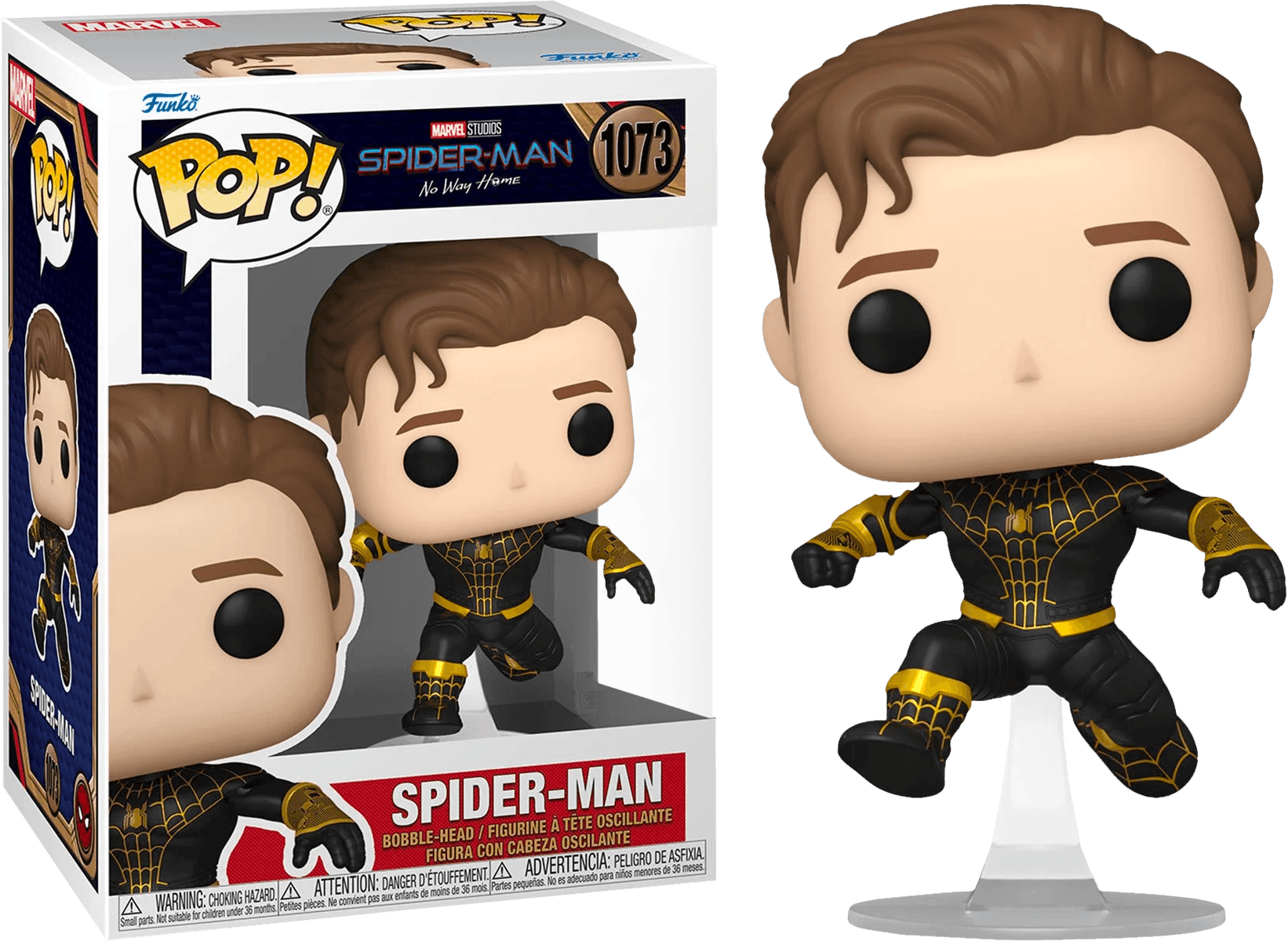 FUN65038CASE SpiderMan: No Way Home - SpiderMan (Black Suit) Unmasked US Exclusive Pop! Vinyl - Chase Case [RS] - Funko - Titan Pop Culture