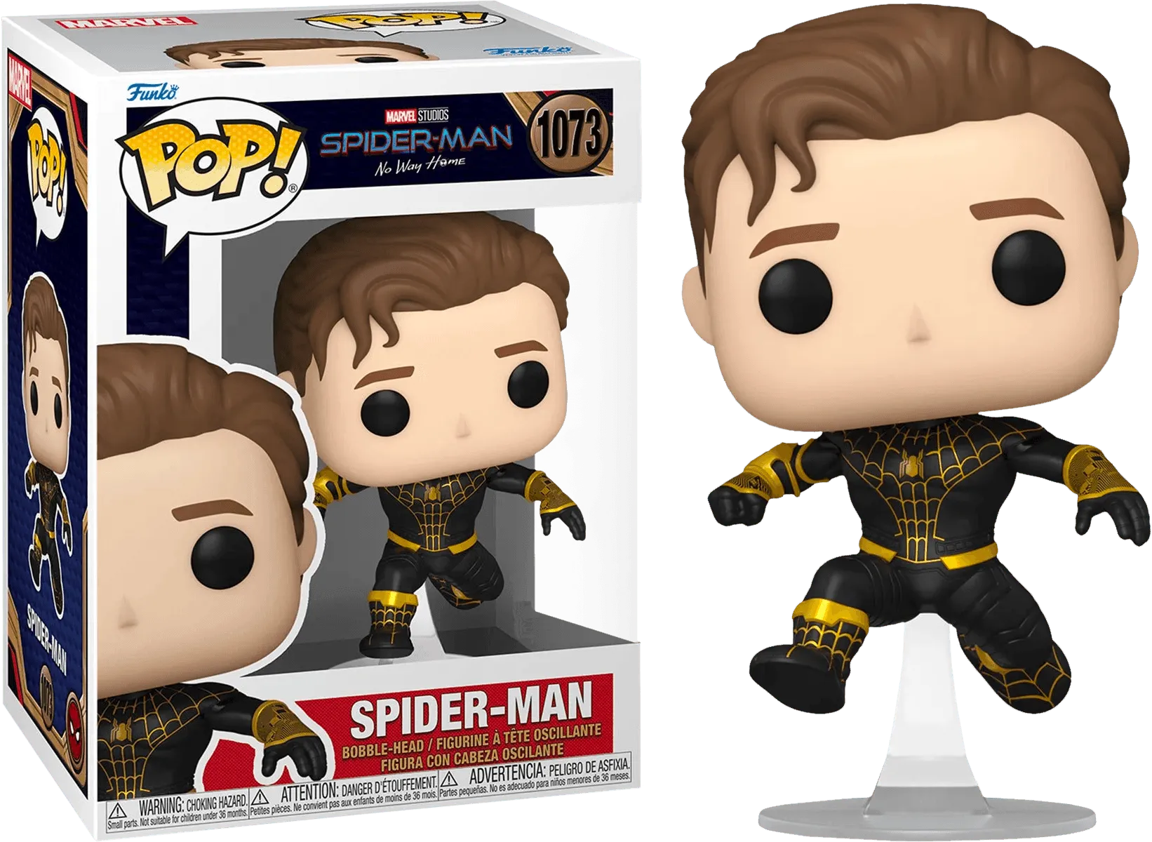 FUN65038CASE SpiderMan: No Way Home - SpiderMan (Black Suit) Unmasked US Exclusive Pop! Vinyl - Chase Case [RS] - Funko - Titan Pop Culture