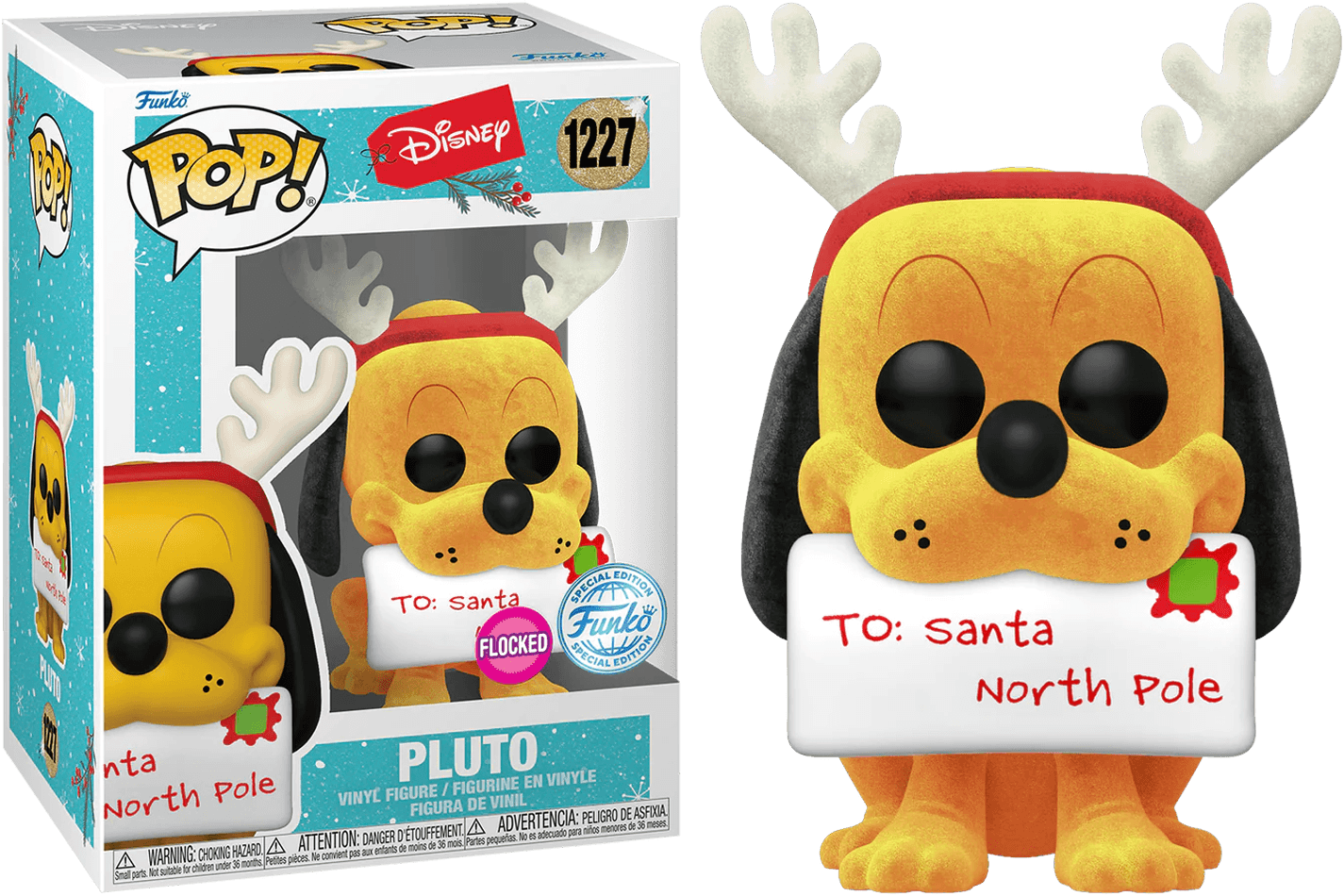 FUN66369 Disney - Pluto Holiday US Exclusive Flocked Pop! Vinyl [RS] - Funko - Titan Pop Culture