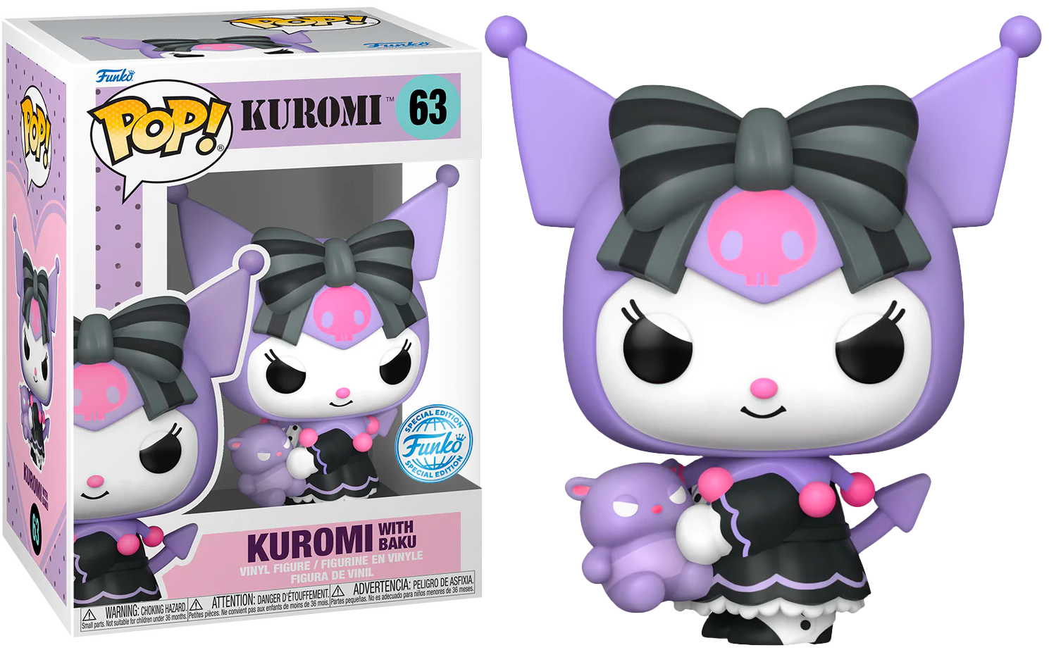 FUN66430 Sanrio - Kuromi with Baku US Exclusive Pop! Vinyl [RS] - Funko - Titan Pop Culture