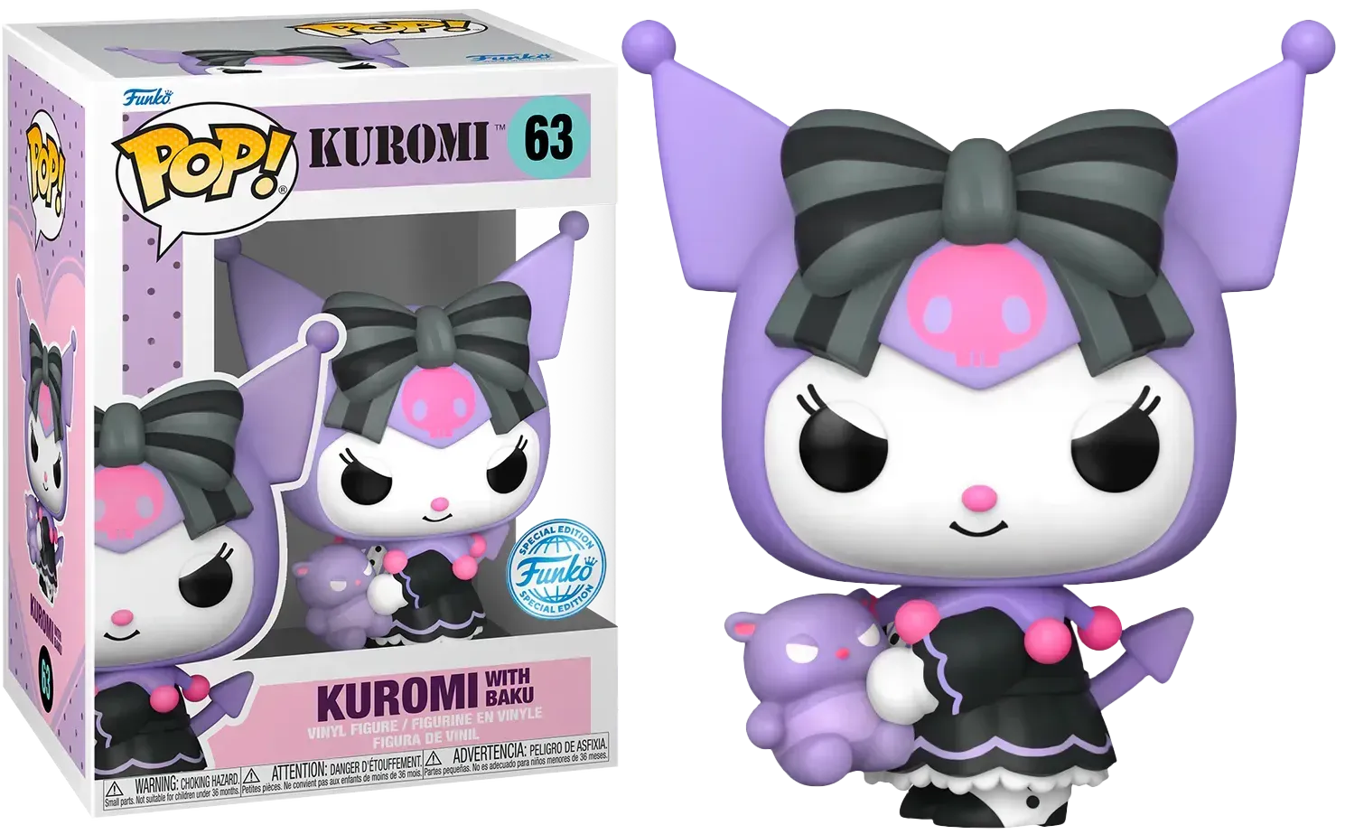 FUN66430 Sanrio - Kuromi with Baku US Exclusive Pop! Vinyl [RS] - Funko - Titan Pop Culture