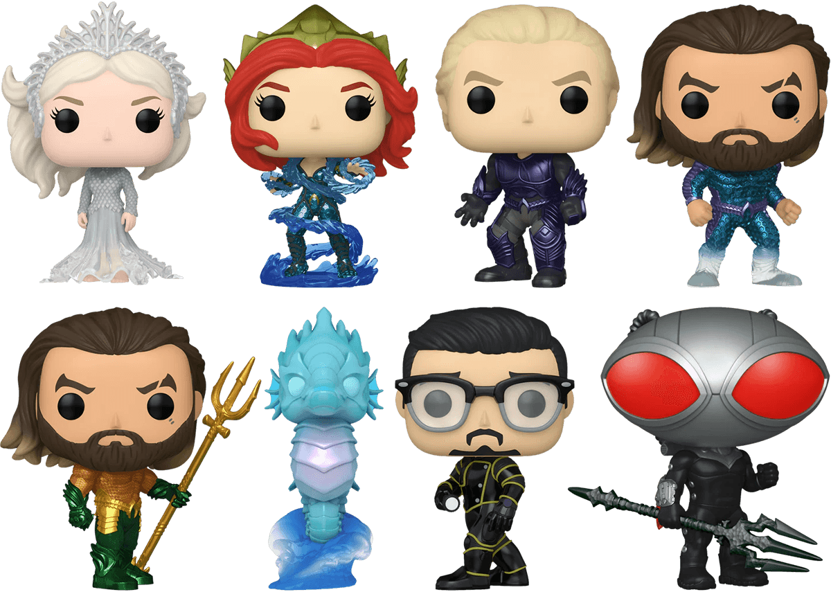 FUN67568 + FUN67569 + FUN67565 + FUN67571 + FUN67566 + FUN67573 + FUN67570 + FUN67567 Aquaman and the Lost Kingdom - Tides are Turning Pop! Vinyl Bundle (Set of 8) - Funko - Titan Pop Culture