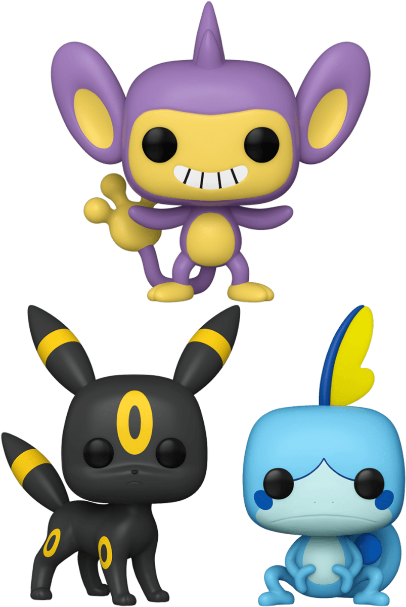 FUN67663 + FUN67665 + FUN71341 Pokemon - Aipom, Sobble & Umbreon Pop! Vinyl Bundle (Set of 3) - Funko - Titan Pop Culture