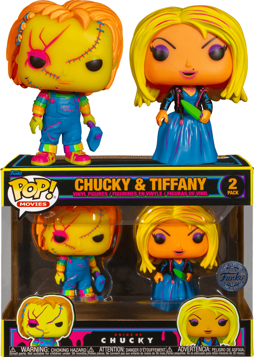 FUN67714 Child's Play 4: Bride of Chucky - Chucky & Tiffany Black Light US Exclusive Pop! 2-Pack [RS] - Funko - Titan Pop Culture