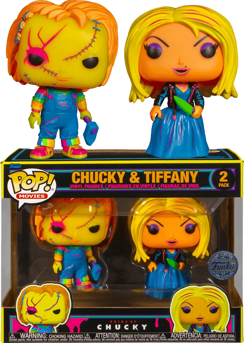 FUN67714 Child's Play 4: Bride of Chucky - Chucky & Tiffany Black Light US Exclusive Pop! 2-Pack [RS] - Funko - Titan Pop Culture