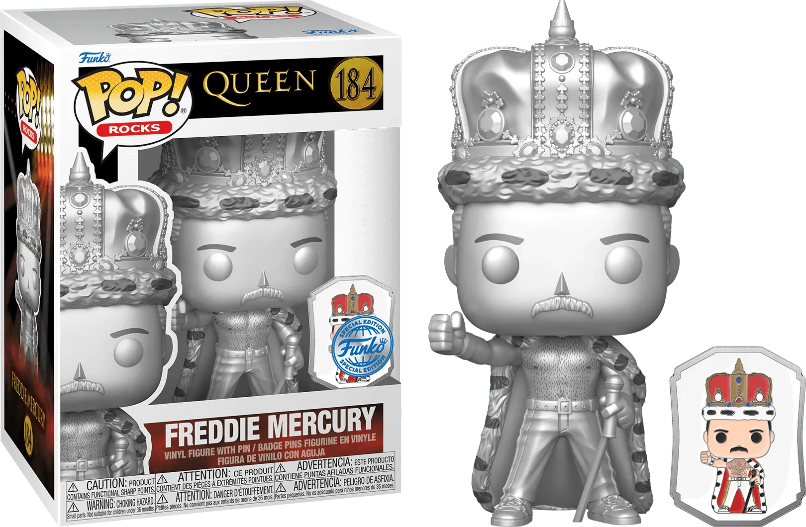 FUN68953 Queen - Freddie Mercury King US Exclusive Pop! with pin [RS] - Funko - Titan Pop Culture