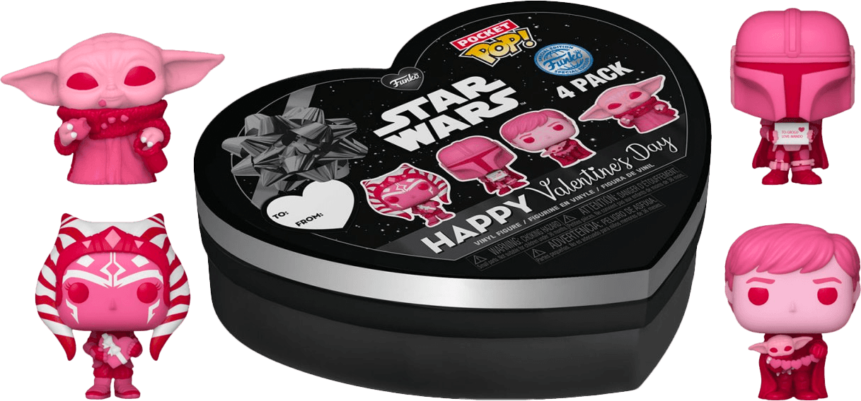 FUN69071 Star Wars: The Mandalorian - Valentines Day US Exclusive Pocket Pop! 4-Pack [RS] - Funko - Titan Pop Culture
