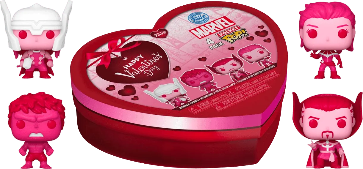 FUN69072 Marvel - Valentines Day US Exclusive Pocket Pop! 4-Pack [RS] - Funko - Titan Pop Culture