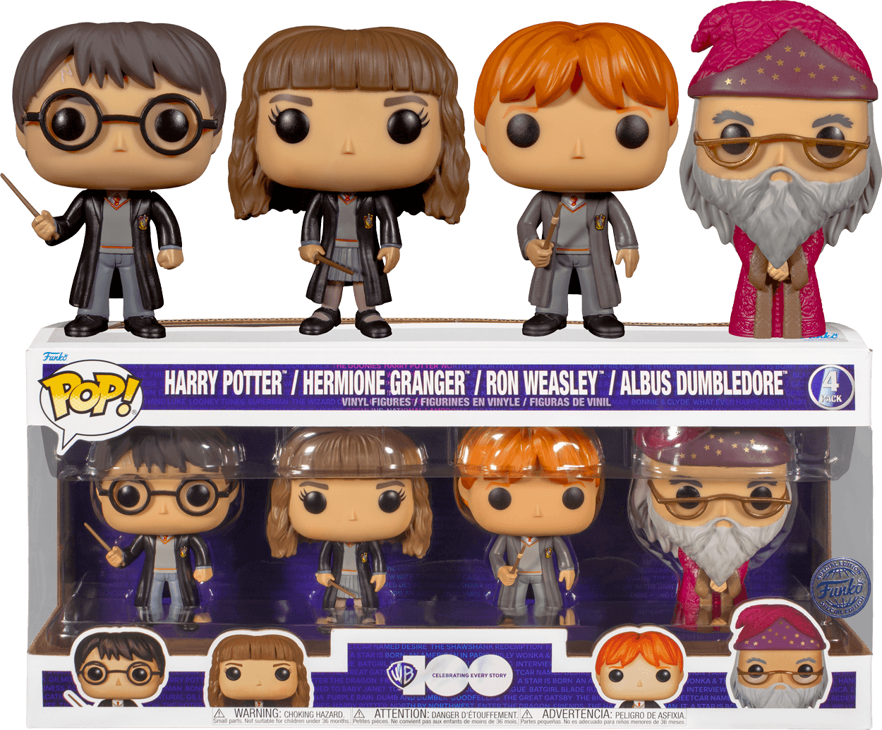 FUN69113 Harry Potter - Harry, Hermione, Ron & Dumbledore US Exclusive Pop! Vinyl 4-Pack [RS] - Funko - Titan Pop Culture