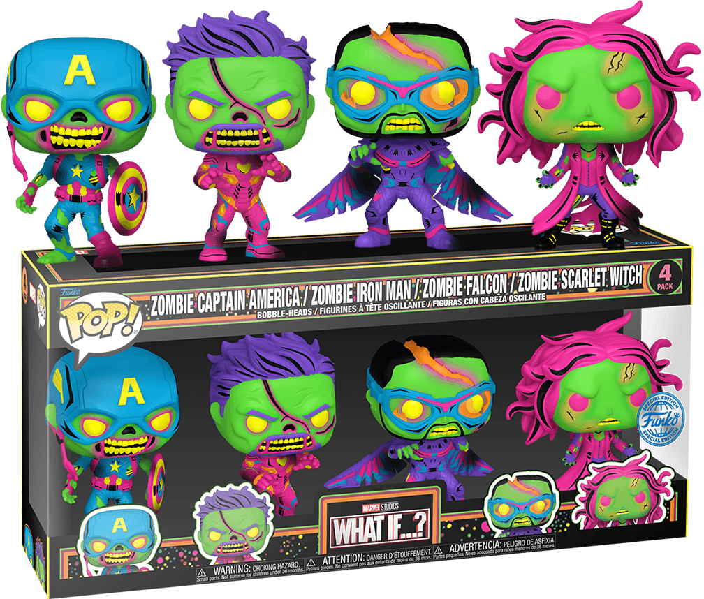 FUN69116 What If...? - Blacklight US Exclusive Pop! Vinyl 4-Pack [RS] - Funko - Titan Pop Culture