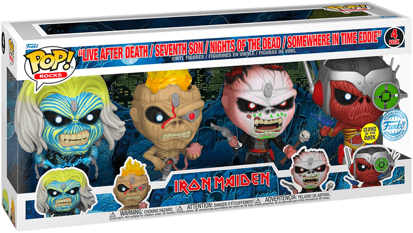 FUN69586 Iron Maiden - Eddie Glow in the Dark Pop! Vinyl 4-Pack [RS] - Funko - Titan Pop Culture