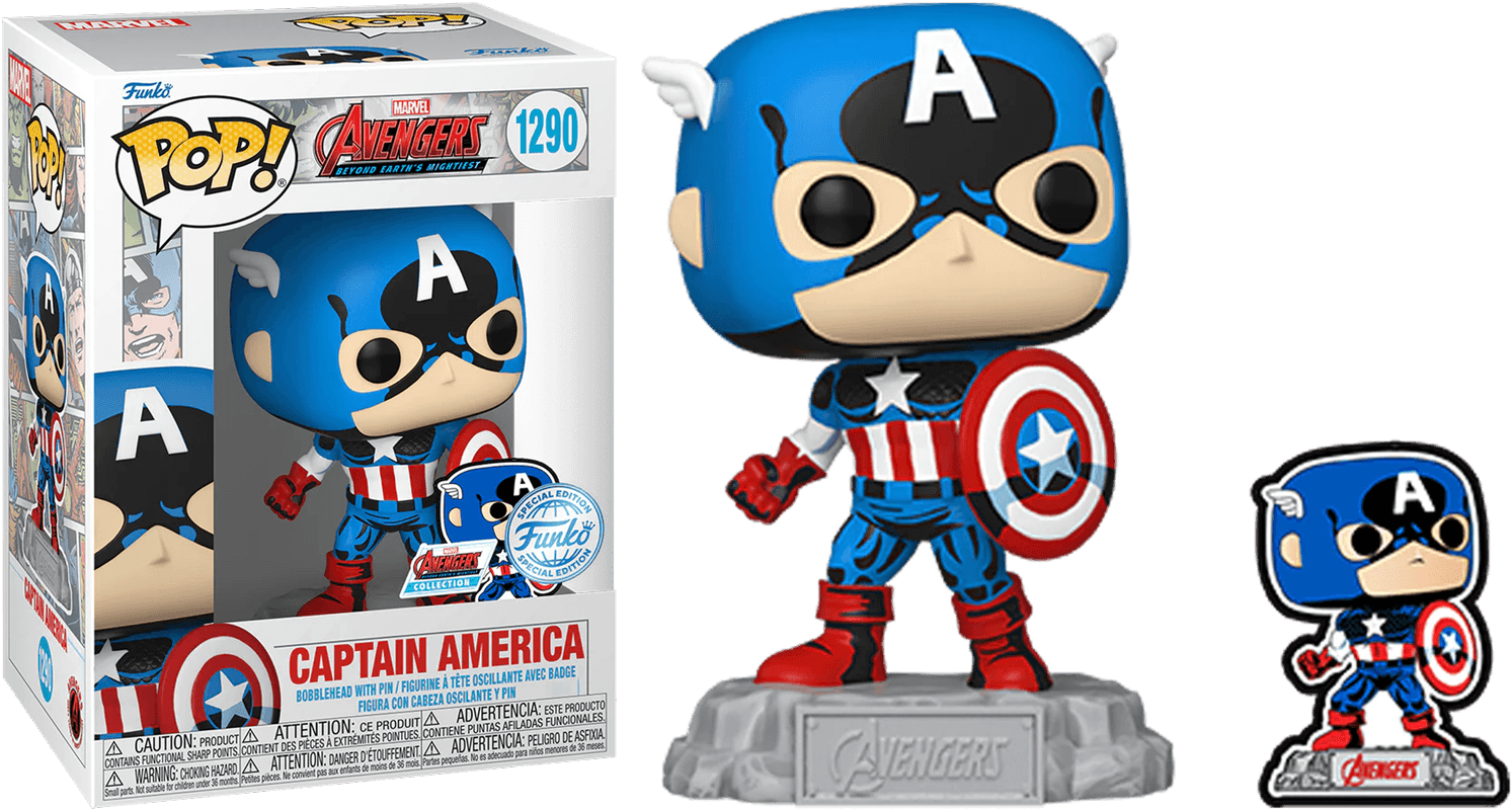 FUN70128 Marvel Comics - Captain America 60th Anniversary (with Pin) US Exclusive Pop! Vinyl [RS] - Funko - Titan Pop Culture