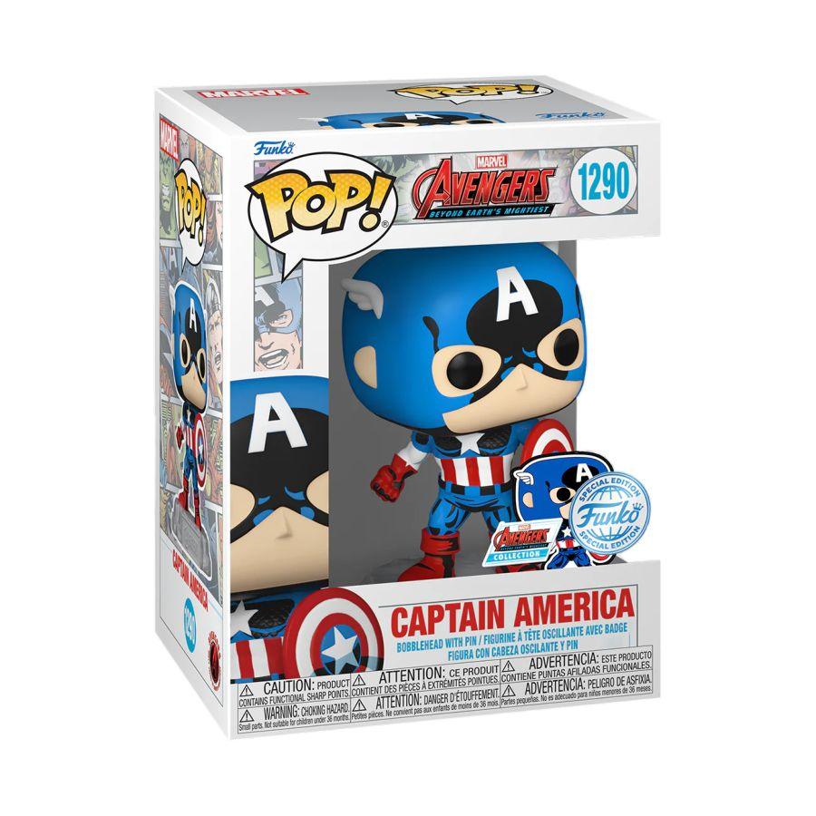 FUN70128 Marvel Comics - Captain America 60th Anniversary (with Pin) US Exclusive Pop! Vinyl [RS] - Funko - Titan Pop Culture