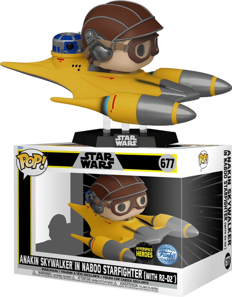 FUN70132 Star Wars - Anakin Skywalker in Naboo Starfighter (with R2-D2) US Exclusive Pop! Ride [RS] - Funko - Titan Pop Culture