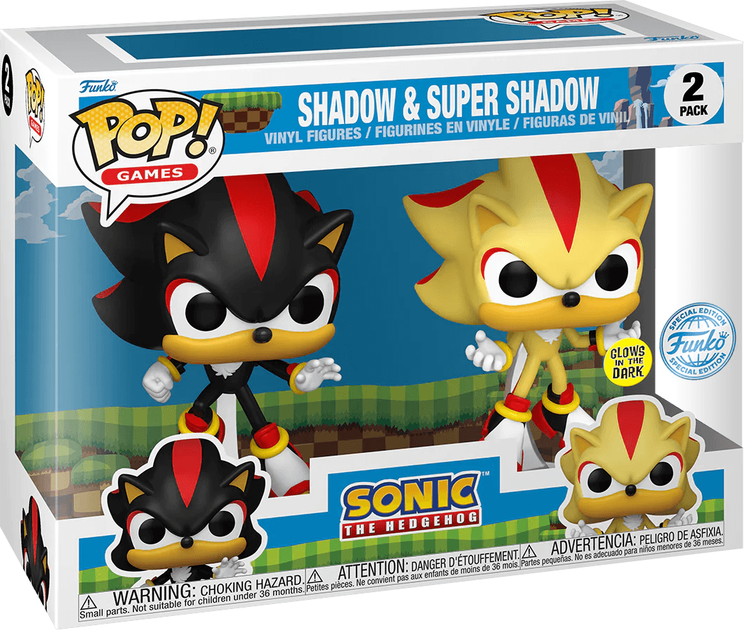 FUN71326 Sonic - Shadow & Super Shadow US Exclusive Glow Pop! Vinyl 2-Pack [RS] - Funko - Titan Pop Culture