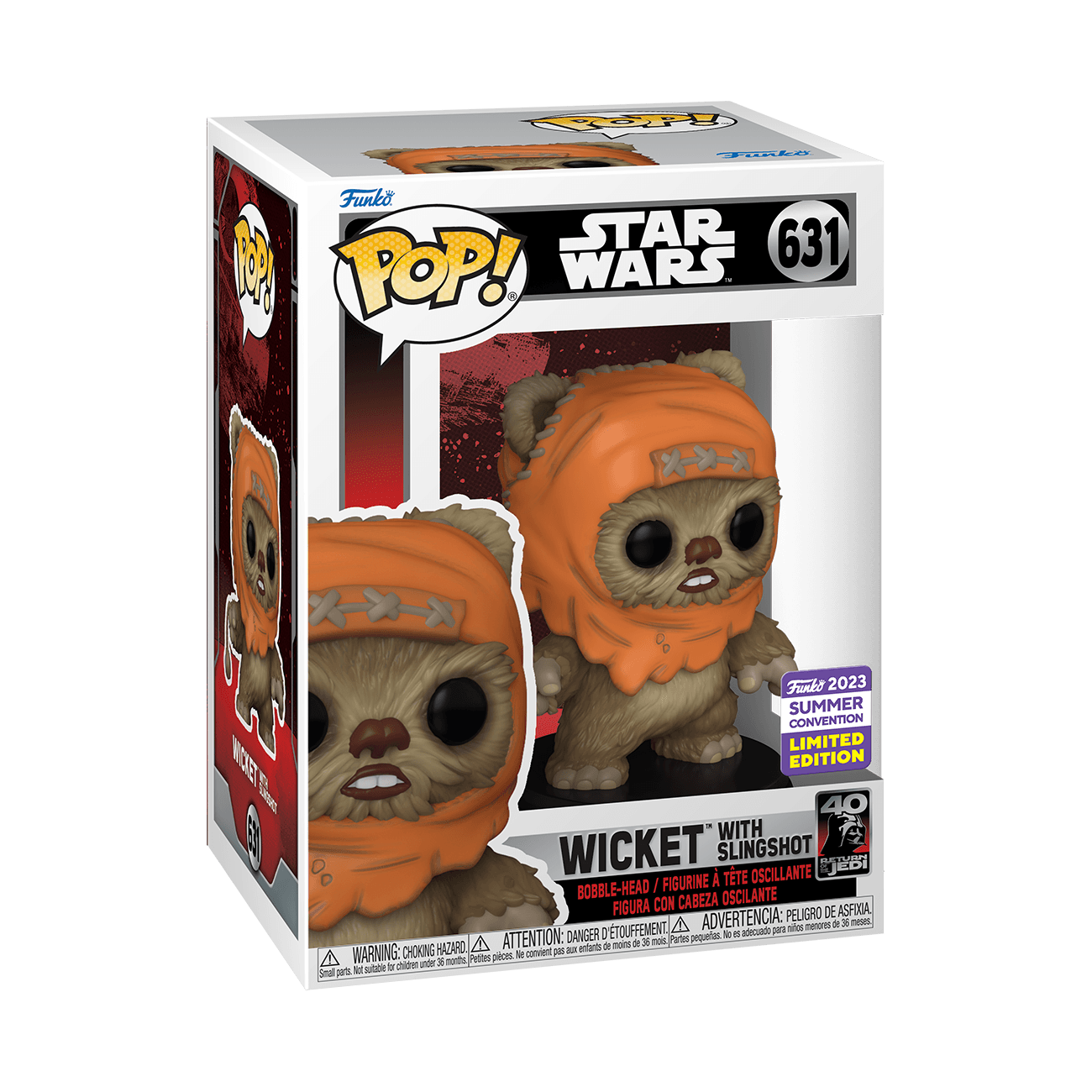 FUN71777 Star Wars - Wicket with Slingshot SDCC 2023 US Exclusive Pop! Vinyl [RS] - Funko - Titan Pop Culture