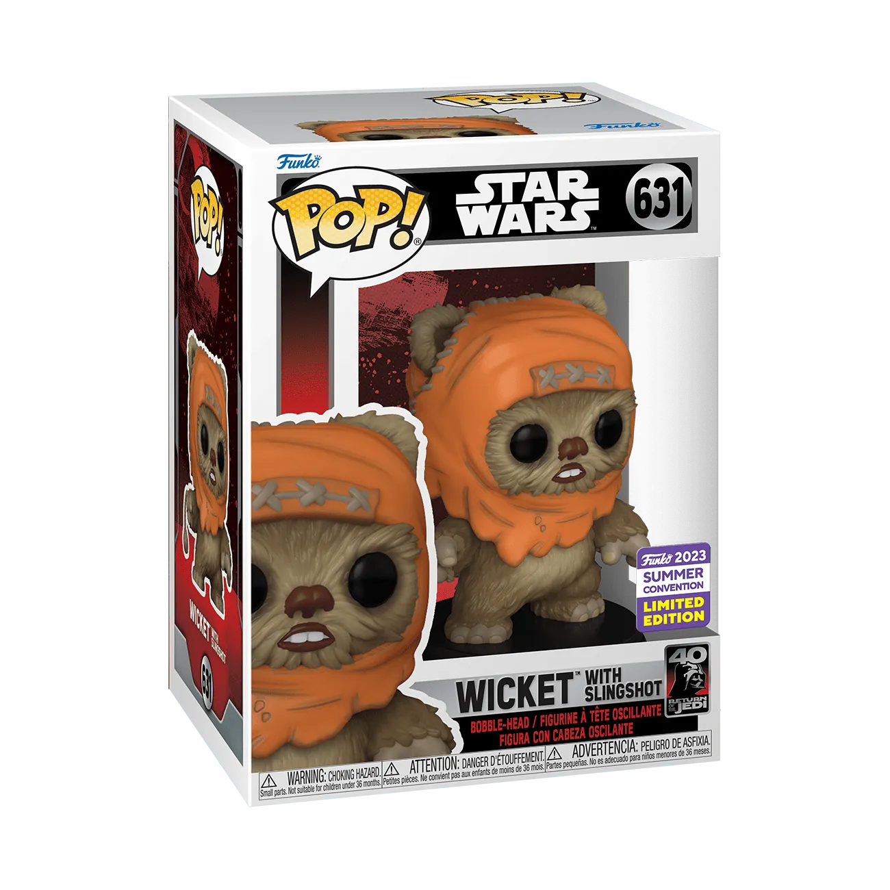 FUN71777 Star Wars - Wicket with Slingshot SDCC 2023 US Exclusive Pop! Vinyl [RS] - Funko - Titan Pop Culture