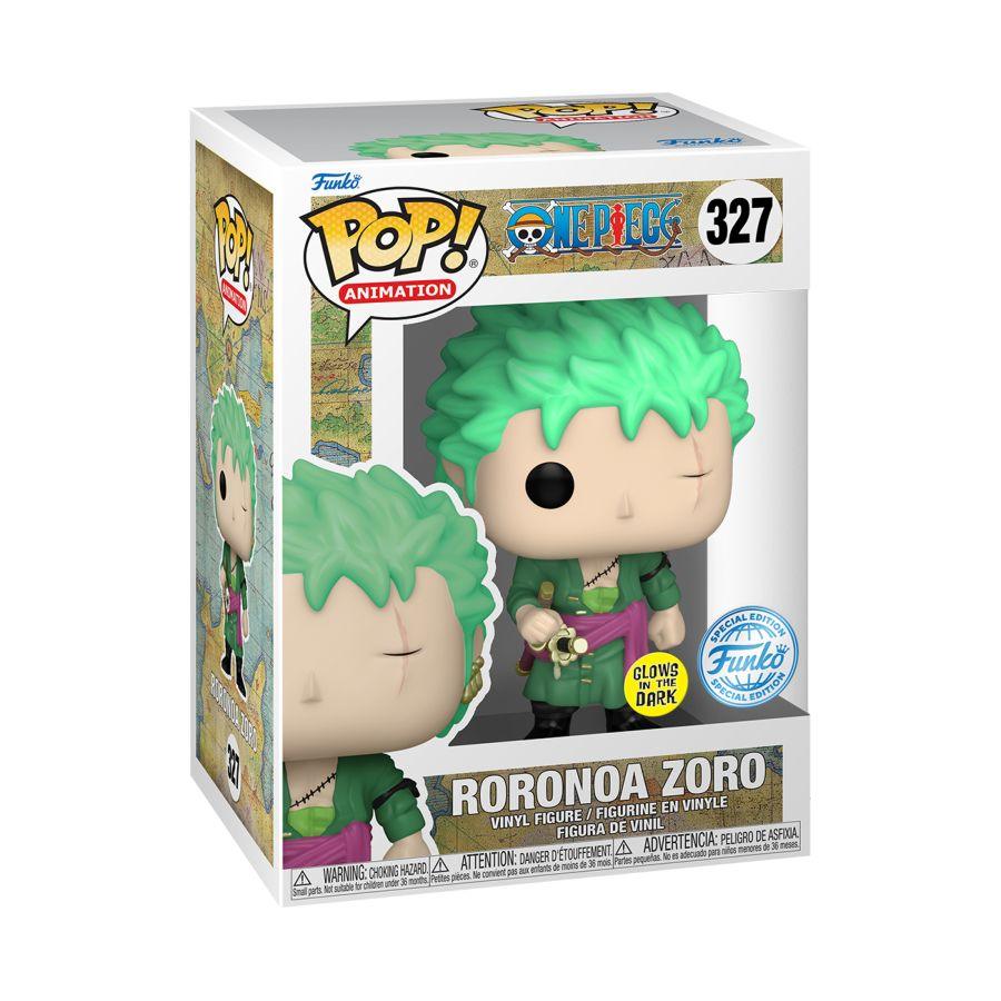 FUN71816 One Piece - Roronoa Zoro US Exclusive Glow Pop! Vinyl [RS] - Funko - Titan Pop Culture