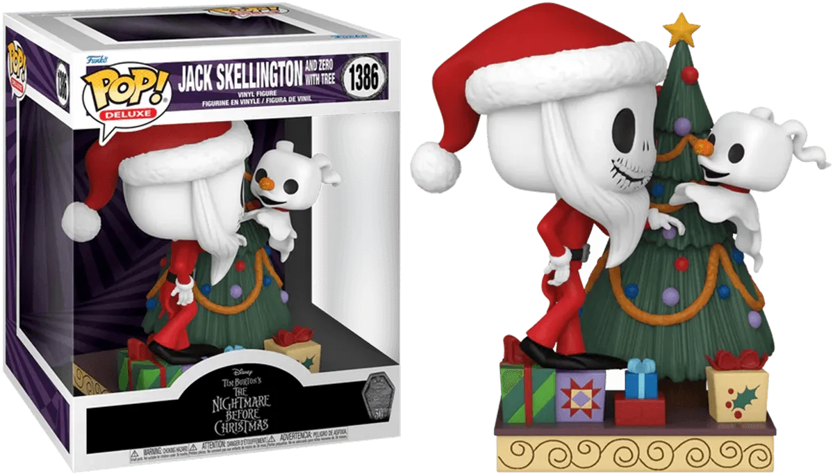 FUN72382 The Nightmare Before Christmas 30th Anniversary - Jack & Zero with Christmas Tree Pop! Deluxe - Funko - Titan Pop Culture