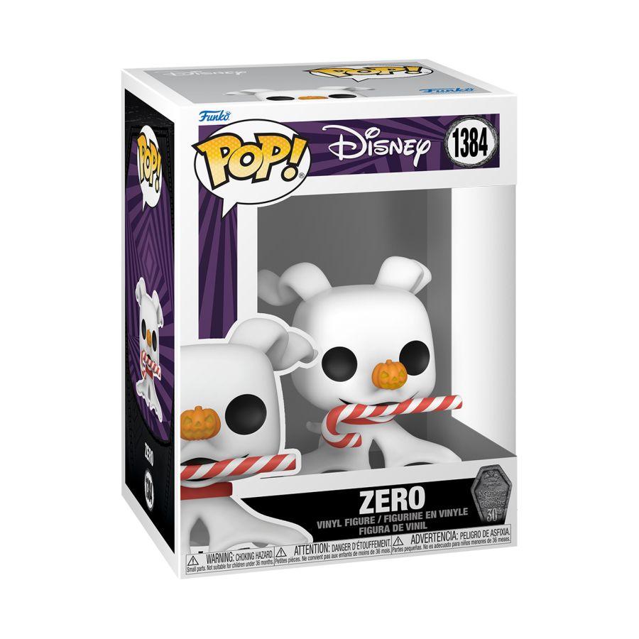 FUN72387 The Nightmare Before Christmas 30th Anniversary - Zero with Candy Cane Pop! Vinyl - Funko - Titan Pop Culture