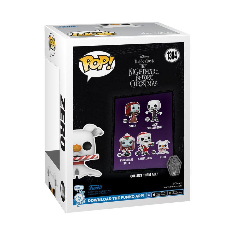 FUN72387 The Nightmare Before Christmas 30th Anniversary - Zero with Candy Cane Pop! Vinyl - Funko - Titan Pop Culture