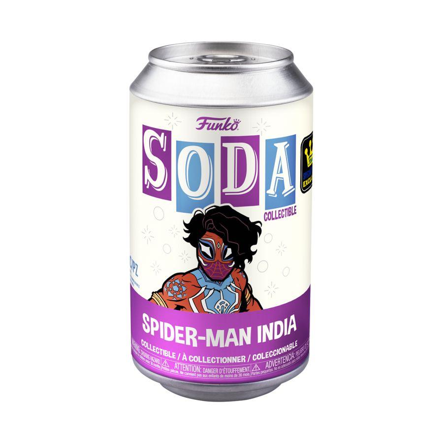FUN73426 SpiderMan: Across the Spider-Verse - Spider-Man India (with chase) Vinyl Soda - Funko - Titan Pop Culture