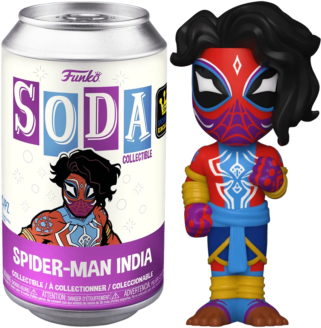 FUN73426 SpiderMan: Across the Spider-Verse - Spider-Man India (with chase) Vinyl Soda - Funko - Titan Pop Culture