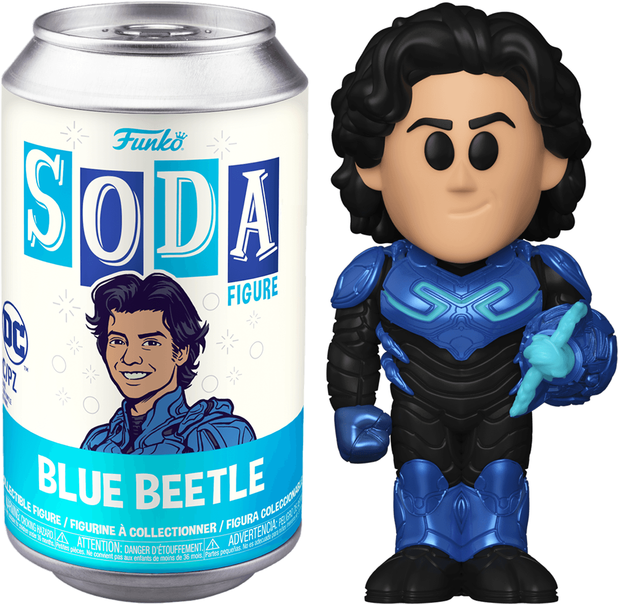 FUN73438 Blue Beetle (2023) - Blue Beetle Unmasked (with chase) Vinyl US Exclusive Soda [RS] - Funko - Titan Pop Culture