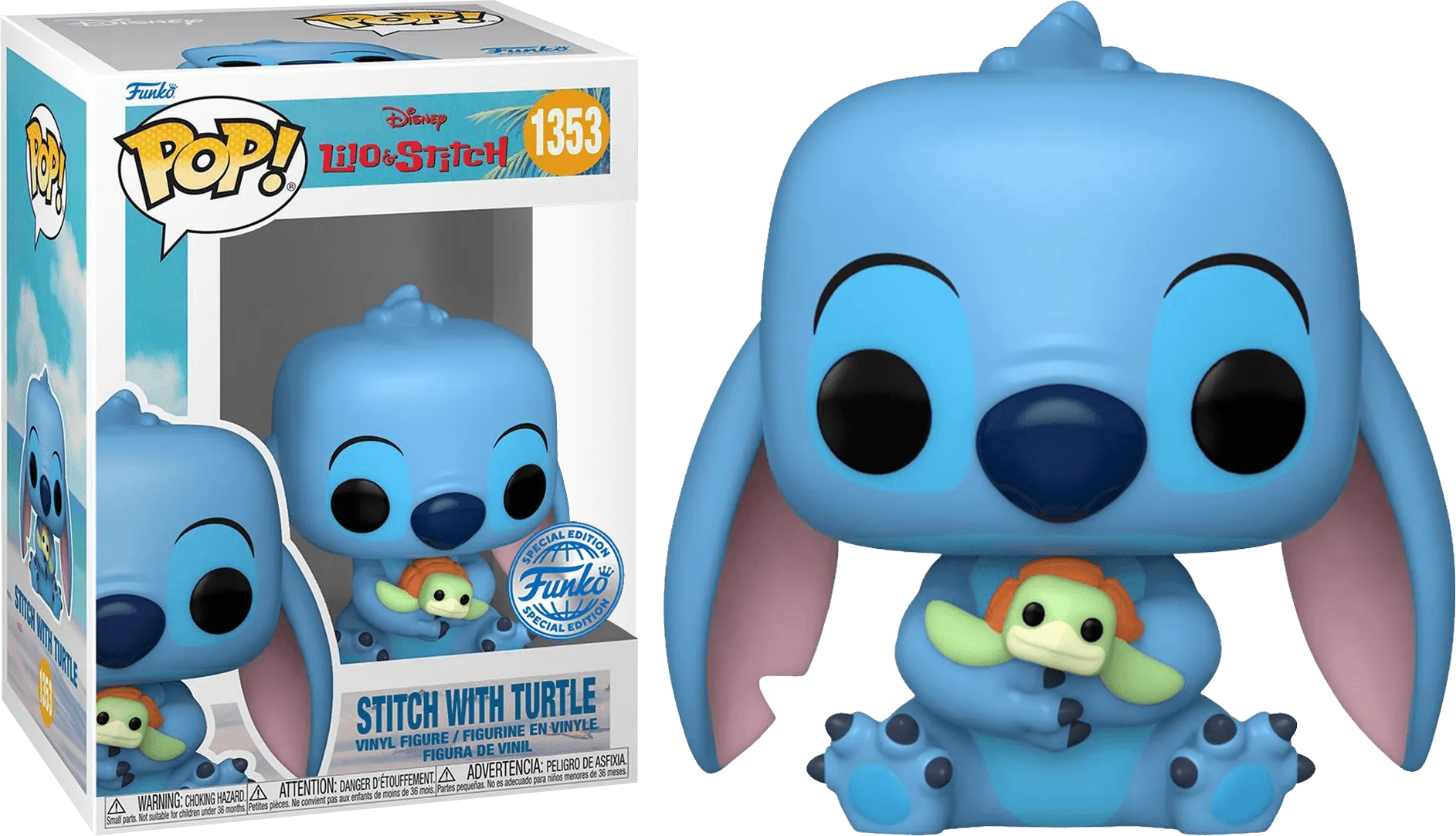 FUN73608 Lilo & Stitch - Stitch with Turtle Pop! Vinyl [RS] - Funko TBA - Titan Pop Culture