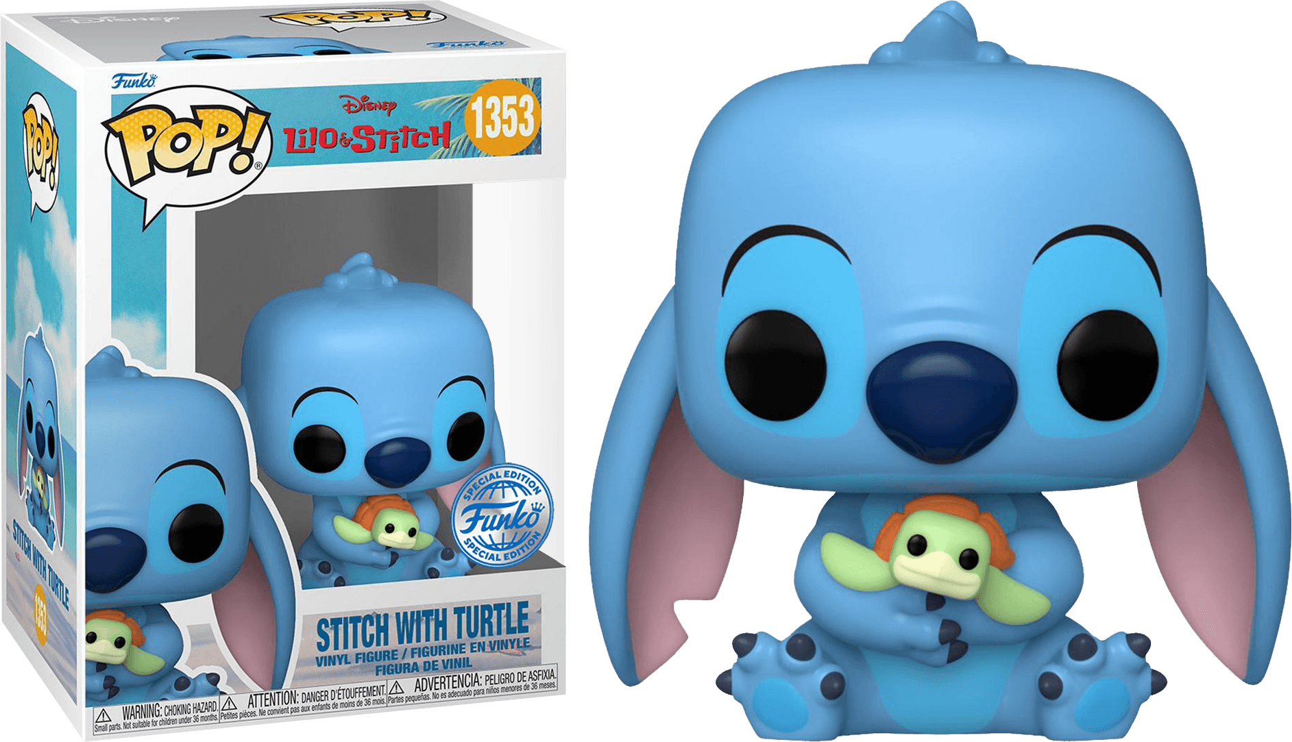 FUN73608 Lilo & Stitch - Stitch with Turtle Pop! Vinyl [RS] - Funko TBA - Titan Pop Culture