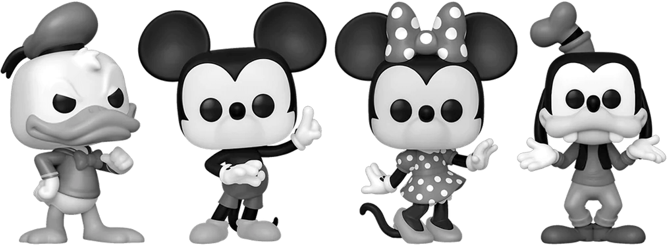 FUN73787 Disney - Mickey and Friends (Black & White) Pop! Vinyl 4-Pack [RS] - Funko - Titan Pop Culture