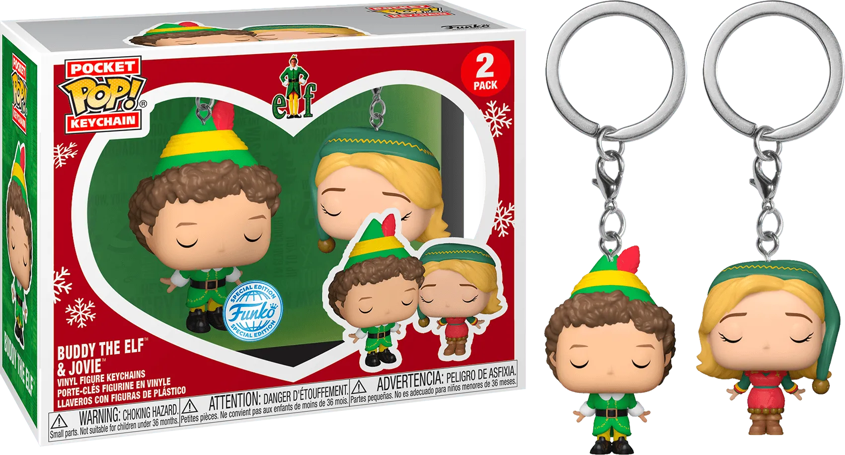 FUN73921 Elf - Buddy & Jovie US Exclusive Pop! Keychain 2-Pack [RS] - Funko - Titan Pop Culture