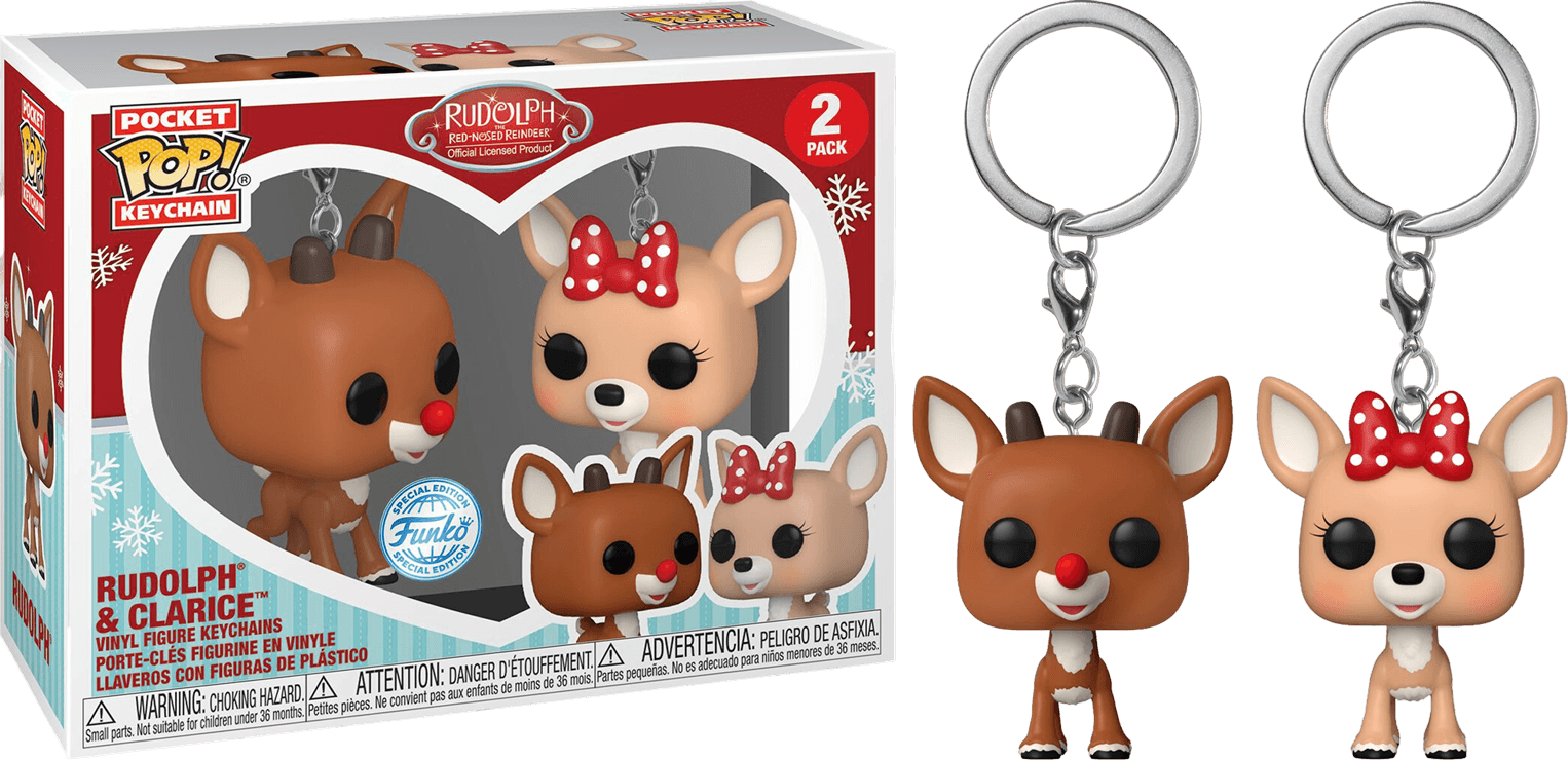 Rudolph - Rudolph & Clarice US Exclusive Pop! Keychain 2-Pack [RS] Pocket Pop! Keychain by Funko | Titan Pop Culture