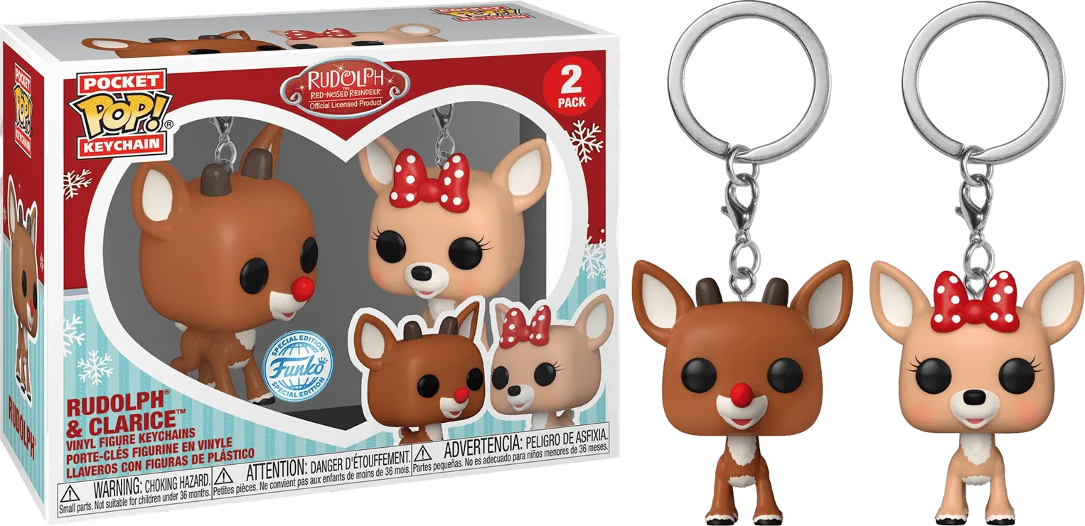 FUN73925 Rudolph - Rudolph & Clarice US Exclusive Pop! Keychain 2-Pack [RS] - Funko TBA - Titan Pop Culture