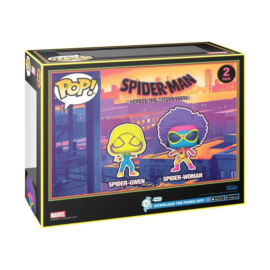 FUN73937 Spider-Man: Across the Spider-Verse - Spider-Gwen & Spider-Woman US Exclusive Blacklight Pop! 2-Pack [RS] - Funko - Titan Pop Culture