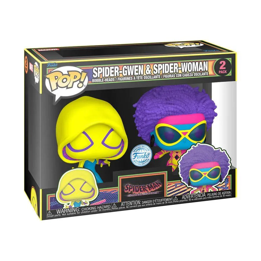 FUN73937 Spider-Man: Across the Spider-Verse - Spider-Gwen & Spider-Woman US Exclusive Blacklight Pop! 2-Pack [RS] - Funko - Titan Pop Culture