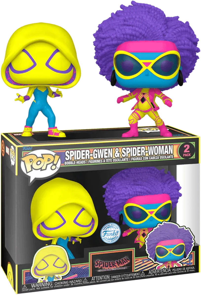 FUN73937 Spider-Man: Across the Spider-Verse - Spider-Gwen & Spider-Woman US Exclusive Blacklight Pop! 2-Pack [RS] - Funko - Titan Pop Culture