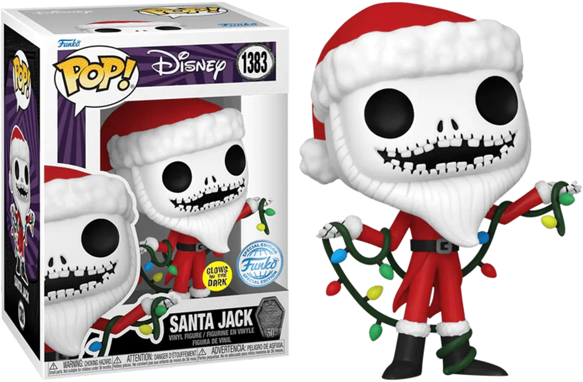 FUN73943 The Nightmare Before Christmas 30th Anniversary - Santa Jack US Exclusive Glow Pop! Vinyl [RS] - Funko - Titan Pop Culture