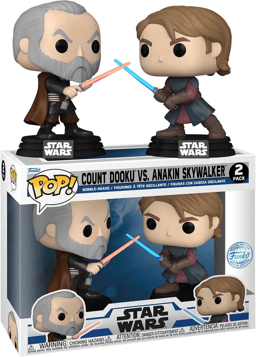 FUN74328 Star Wars: The Clone Wars - Anakin Skywalker Vs Count Dooku US Exclusive Pop! Vinyl 2-Pack [RS] - Funko - Titan Pop Culture