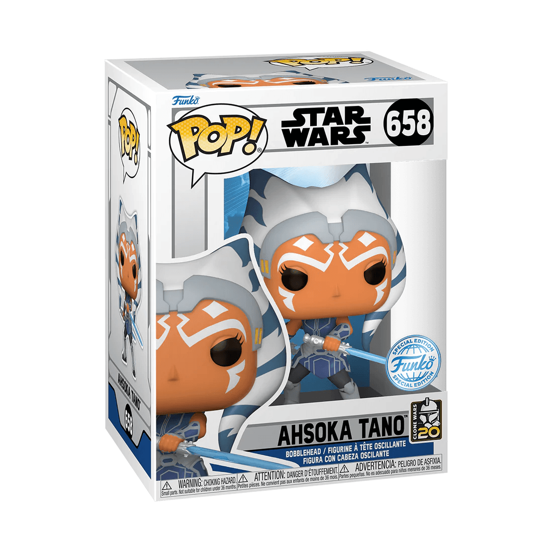 FUN74399 Star Wars: Clone Wars - Ahsoka Tano 20th Anniversary US Exclusive Pop! Vinyl [RS] - Funko - Titan Pop Culture